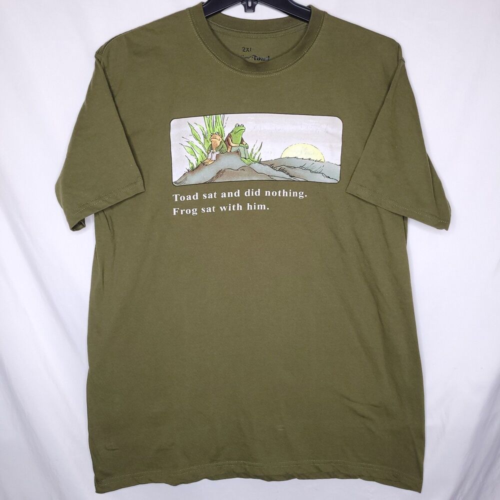 Frog And Toad T Shirt Mens 2XL Green Short Sleeve Sitting